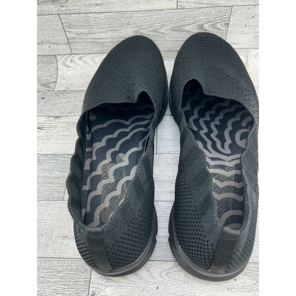 Skechers Sport 49481 Black Knit Scalloped Slip On Walking Shoes Womens 9.5 - Picture 7 of 11